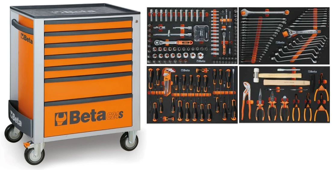 Beta 024002221 2400S O7/E-S Chariot à Outils Rempli 240 Pièces Orange