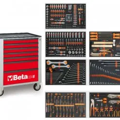 Beta 024002243 2400S-R8/E-L Chariot à Outils Avec 8 Tiroirs 398 Pièces Rouge