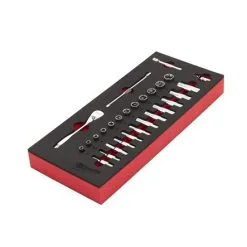 Milwaukee Accessoires '1/4'''' Jeu De Clés à Cliquet Et De Douilles Avec Incrustation En Mousse 28 Pièces 4932479824'