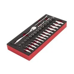 Milwaukee Accessoires '3/8'''' Cliquet Et Douilles En Incrustation De Mousse 32 Pièces 4932479825'