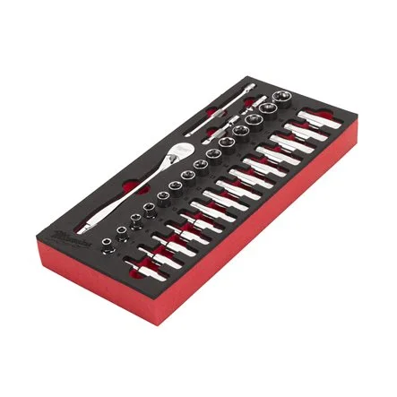 Milwaukee Accessoires '3/8'''' Cliquet Et Douilles En Incrustation De Mousse 32 Pièces 4932479825'