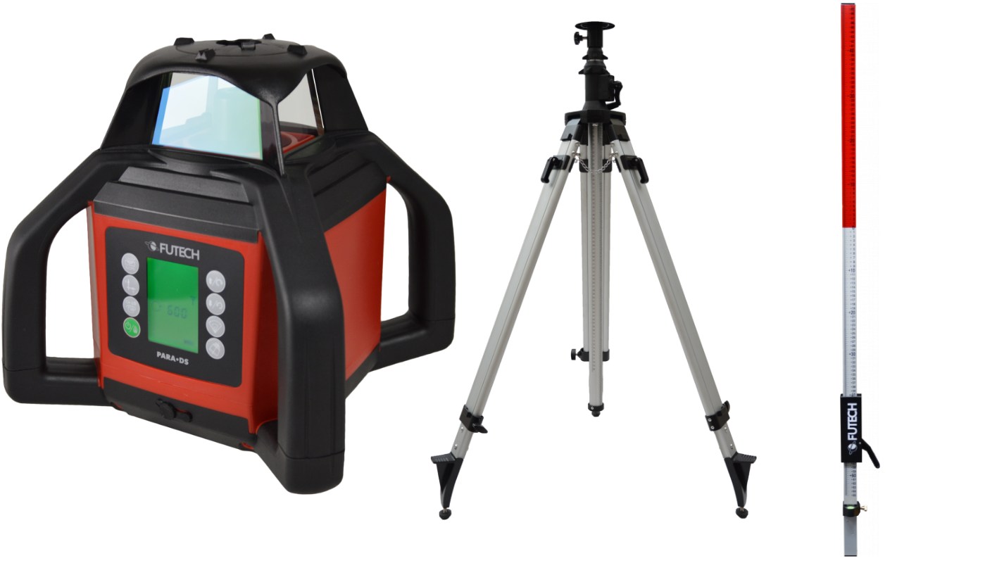 Futech 061.05.50.G-P Para DS Green Rotation Laser En Valise + Trépied 330 Cm + Règle 240 Cm