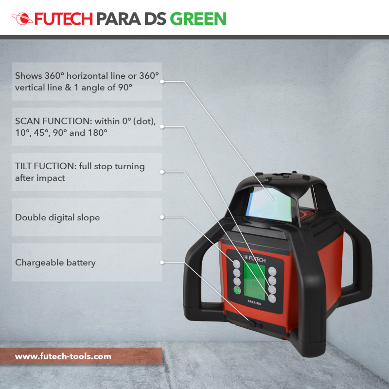 Futech 061.05.50.G Para DS Laser Rotatif Vert + Récepteur Dans La Valise – Image 5