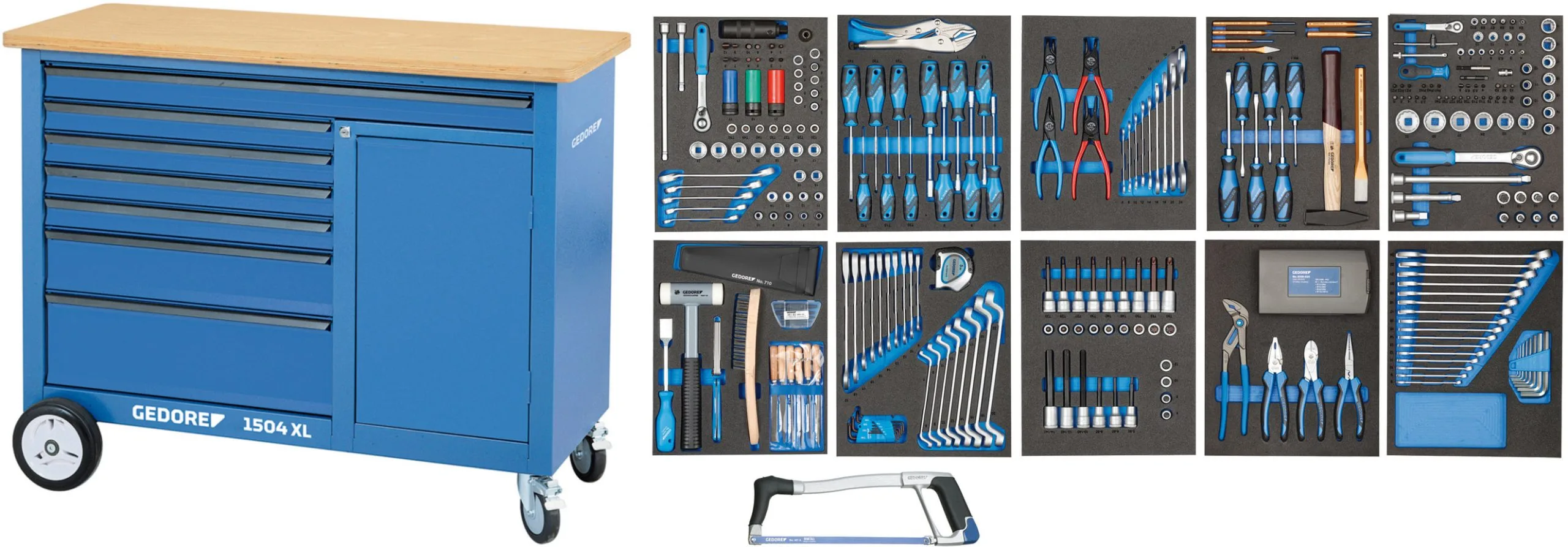 GEDORE 1504 Établi Mobile XL 308 Pièces Avec 7 Tiroirs 2980355 – Image 3
