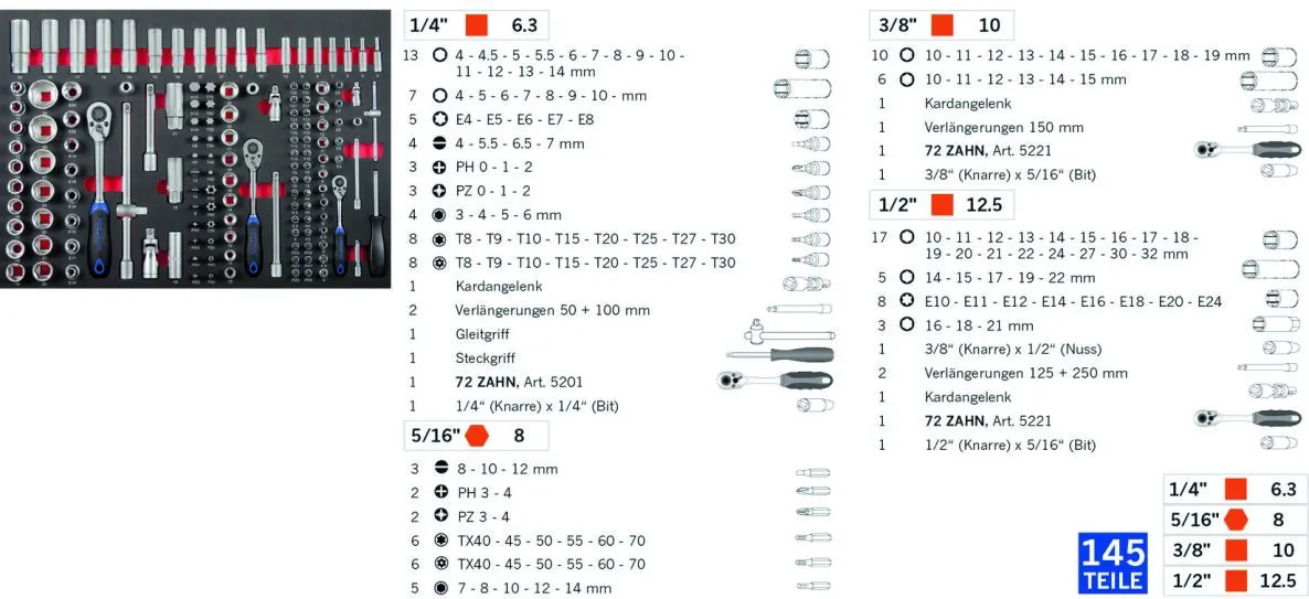 PROJAHN 4901-591 Chariot D'atelier STAR Rempli Avec 6 Tiroirs 229 Pièces – Image 2