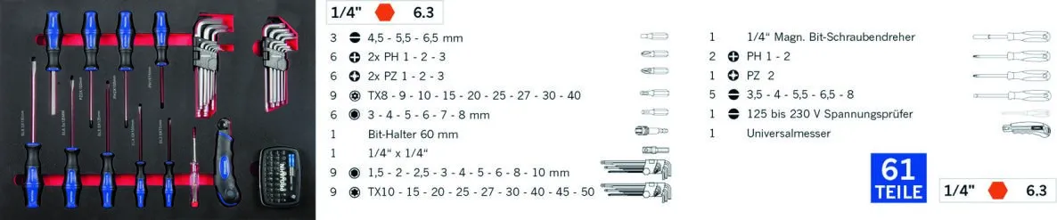 PROJAHN 4901-591 Chariot D'atelier STAR Rempli Avec 6 Tiroirs 229 Pièces – Image 3